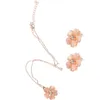 Halsband örhängen set stud cherry blossoms stil elegant för kvinnliga flickor