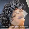 Syntetyczne peruki Wiggogo Pixie Cut Pixie Peruka ludzkie włosy głębokie fala czołowa peruka krótka mokra i falowana, wklejka koronkowa peruka brazylijska peruki włosów Q231019