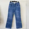 Blaue Damen Schlaghose Jeans Hose Buchstabe Luxus Frau Denim Nine Quarter Hose Lässige trendige Jeanshose Größe 25 26 28 28 29 30