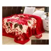 Blankets Soft Winter Quilt Blanket Printed Raschel Mink Throw Twin Queen Size Single Double Bed Fluffy Warm Fat Thick Blankets Home Ga Dhbpy