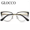 Solglasögon Fashion Cat Eye Women's Reading Glasses 2023 Varumärkesdesigner Hollow Metal Lace Optical Frames Anti Blue Light Eyewear