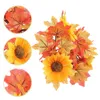 Candle Holders Decorations Maple Wreath Front Door Autumn Ring Silk Cloth Harvest Festival Ornament