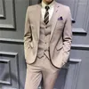 Ternos masculinos icool conjunto de terno formal de negócios casual (casaco colete calça) três peças com botões únicos vestido de dama de honra do noivo