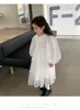 Robes de princesse pour filles, vêtements pour enfants, blanc uni, doux, Style coréen, maille en gaze, fleur, mignon, printemps, 2023