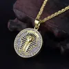 Pendant Necklaces Trendy Round Statement Egyptian Pharaoh Pattern Women Men Punk Gold Long Chain Necklace Hip Hop Jewelry290U