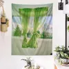 Tapisseries Green Window Scenery Tapestry Wall Hanging Boho Room Decor Art Esthetic Bedroom Tree Landscape