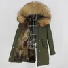 Frauen Pelz Faux OFTBUY 2023 Lange Wasserdichte Parka Echt Mantel Winter Jacke Frauen Kapuze Natürliche Waschbär Oberbekleidung Streetwear Abnehmbare 231018