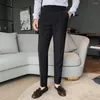 Men's Suits Trendy Men Pants Male Dress Trousers High Waist Slim Fit Zipper Streetwear