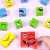 Cubo Cuba Bloco de construção Bloco de tabuleiro desenho animado quebra -cabeça montessori brinquedos de madeira pensamento de jogo desafio Kids Toys