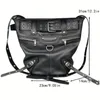 Sacs de soirée High Street Vintage Sac à main Femmes Rivet Grande Capacité Casual Bandoulière Dames Moto Biker Noir Messenger Bag 231018