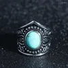 Bagues de cluster rondes cadeaux antiques pour hommes vert zircon couronne intage bague cuivre placage noir géométrique classique bijoux