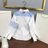 brand designer Baby lapel Shirt high quality Autumn clothing SIZE 100-160 CM Kids Long sleeved top fashion Versatile Child Blouses Feb17