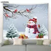 Tapisseries drôle bonhomme de neige tapisserie de noël oiseaux rouges cèdre arbre forêt hiver paysage année noël maison salon décor tenture murale 231019