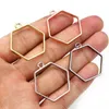 Charms 10pcs 29x28mm Hexagon Geometric Hollow Zinc Alloy Metal Frame Bezel Epoxy Resin Pendant Tray For DIY Jewelry Making Accessories