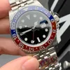 Rolaxs Clean M126710 Luksusowy zegarek Zielone Coke Circle GMT II Redblue 40 mm 3285 MECHANICZNY OVEMENT 904L STAL 72-godzinny magazynowanie energii kinetycznej