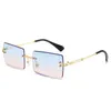 Sunglasses Rimless Rimmed Ladies Square Ocean Piece Trend Street Po Gradient Color Glasses