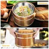 Dinnerware Sets Rice Barrel Restaurant Steamer Bucket Kitchen Steamed Cask Stainless Mixing Bowls Wood Lid