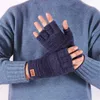 Guanti da ciclismo da uomo invernali caldi elastici spessi guida guanti mezze dita senza dita in lana di alpaca lavorata a maglia