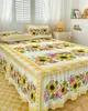 Sängkjol Pastoral Sunflower Plaid Bed Kjol ELASTIC MONTERADE SATPREAD MED KULDFALLER Bäddskydd Madrass Cover Bedding Set Bed Sheet 231019