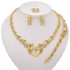 Earrings & Necklace Wedding Jewelry Set XO Heart Gold Color Crystal Nigerian African Beads Sets Gifts For Women2928