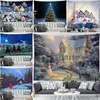 Tapestries Christmas Snowman Tapestry Wall Hanging Santa Claus Bohemian Gifts Hippie Festive Atmosphere Home Decor 231018