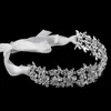 Handgjorda brudpannband Tiara Crystal Wedding Hair Accessories Ribbon Elegant Headpiece Rhinestone Women Hair Jewelry229h