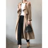 Mulheres Trench Coats Primavera Outono Mulheres Casaco Longo Moda Windbreaker Vintage Womens Oversize Bolso Elegante Escritório Outwear com Cinto N70