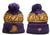 Berretti Los Angeles Lakers Beanie North American Basketball Team Toppa laterale Sport invernale in lana Cappello lavorato a maglia Berretti con teschio A6