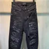 Mens Designer Ripped Biker Slim-Ben Jeans Fit Motorcykel Zipper denim för män Fashion Hip Hop Good Quality Us Storlek 28-402673