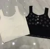 2023C Designer Ubrania Kobiety Tank Top Bright Rhinestone Slim Fit V Szyja Czarno -biały z dzianiny