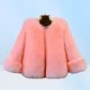 Dziewczyny Faux Rabbit Fur Kurtka moda szykownie dzieci sztuczne futra płaszcz długie rękawy jesienne zima dzieci odzież futra dziewczyny tz3562538584460