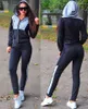 Dames tweedelige broek vrouw 2-delige set broekpakken Ritsjack Trainingspak Dames Patchwork Sportkleding Casual vrouwelijk joggingpak