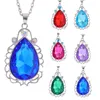 Pendant Necklaces Magic Princess Jewel Necklace Charms Fashion Luxrous Party Cosplay For Kids Gem Amulet Alloy Chain Teardrop Crystal