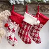 Décorations de Noël Bas de Noël Chaussettes avec bonhomme de neige Elk Impression Sac cadeau de bonbons Cheminée Arbre de Noël Nouvel An Décorations de Noël pour la maison x1019