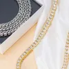 21.8 4mm 10mm 3mm Cz 2mm-5mm Iced Out Crystal Diamond Moissanite Silver Smycken Set Choker Rostfritt stål Tennishalsband