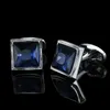 Cuff Links Summer high quality brass hand inlaid Blue Crystal zircon Cufflinks classic style men s jewelry gifts 231019
