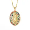 Naszyjniki wisiorek Hiphop Color Copper Virgin Mary Vintage Bijoux Crystal Oświadczenie Kobiet biżuteria mody hurtowa