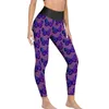 Active Pants Butterfly Print Leggings Purple Animal Design Yoga Push Up Exercises Female Basic Stretch Sports Tights
