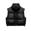 Gilets pour femmes hiver PU veste en cuir gilet femmes noir col montant manches fermeture éclair moto biker automne gilet court dames 231018