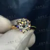 YANHUI Have Ring aus 18 Karat RGP reinem massivem Gelbgold, luxuriöser runder Solitär, 8 mm, 2,0 Karat Labordiamant, Eheringe für Frauen ZSR169 X07152689