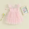 Robes de fille focus norm 3 couleurs enfant en bas âge bébé filles robe de princesse volants manches volantes point suisse dentelle Tulle Tutu longueur au genou