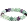 Braccialetti con ciondoli 6mm 8mm 10mm Pietra naturale Arcobaleno Fluorite Bracciale con perline Gioielli per ragazze Energia curativa Buddha301e