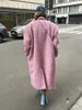 Mulheres misturas de lã elegante rosa casaco de lã mulheres turn down colarinho manga comprida casacos cardigan jaquetas inverno streetwear moda quente outerwear 231018