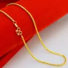 Collier de mariée en chaîne jaune de 2mm, plaqué or 24 carats, bijoux pour femmes 2016, adapté à tout pendentif 224i