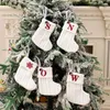 Décorations de Noël Inventaire tricoté de Noël Arbre de Noël Pendentif Décoration Maison Cadeau de Noël Flocon de neige Lettre Chaussettes de Noël Blanc x1019