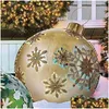 Décorations de Noël 60cm boule décorée gonflable extérieure faite PVC NT pas de lumière grandes boules arbre jouet 2022 livraison directe maison garde Dhjfi