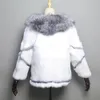 Kadınlar kürk sahte gerçek doğal tavşan ceket yaka büyük boyutlu cilt kadınlar kışlık ceket siyah kadın gündelik sonbahar 231018
