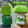 Cluster Rings Fashion Cute Cartoon Frog Ring Box Couple Velvet Jewelry Storage Boxes Engagement Wedding Birthday Gift Packaging