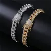 New Fashion Mens Hiphop Bracciale a catena cubana Oro argento Colore ghiacciato Cubic Zirconia Bracciale Punk Gioielli Regali per gli uomini2996