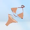 Sexig bikini set sommar kvinnor strand badkläder mode snörning rem stickad baddräkt metall spänne baddräkter7599572